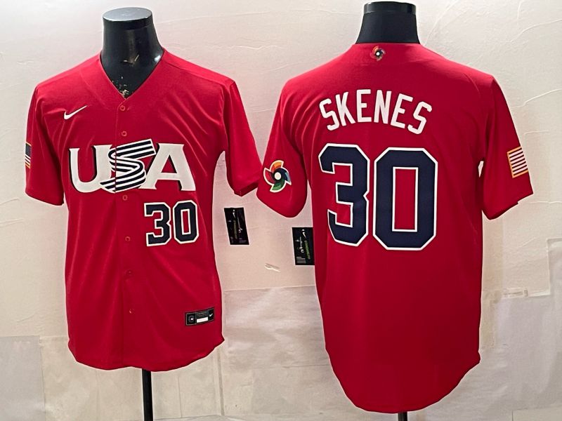 Men 2026 World Cub USA #30 Skenes Red Nike MLB Jersey style 008->more jerseys->MLB Jersey
